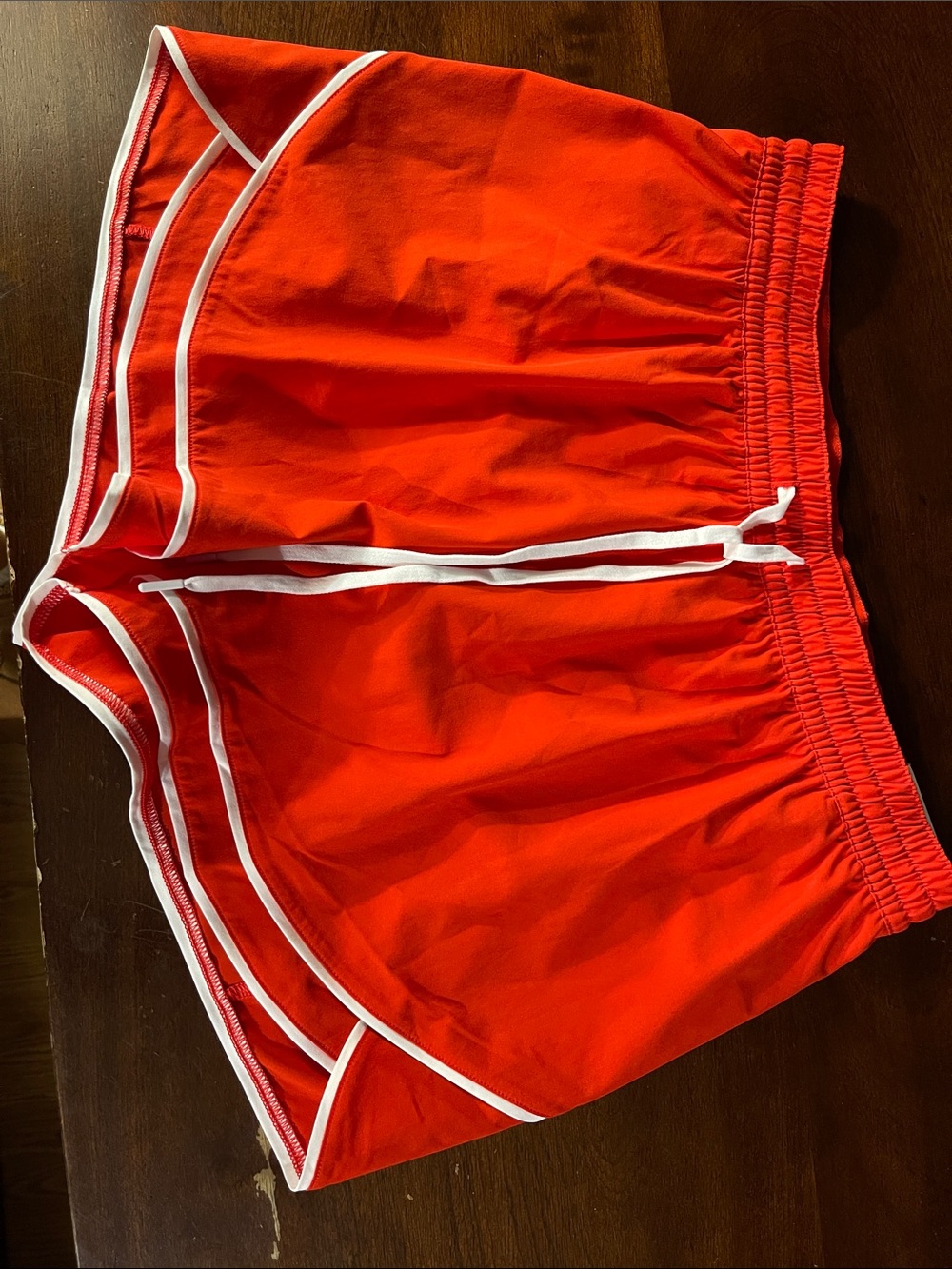 Women's Athletic Shorts - Bright Orange with White Trim